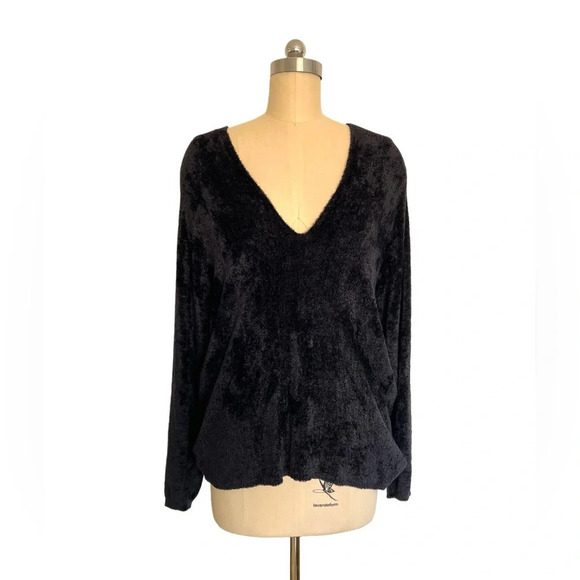 Cop Copine Paris Senegal Black Batwing sweater chenille fuzzy soft L - Picture 4 of 13